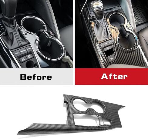 Xotic Tech Carbon Carbon Fiber Black ABS Gear Shift Cover Costole Cost Cover Cover Cover ، متوافق مع Toyota Camry Se Le Trd 2018 2019 2020 2021 2022 2023 2024 بدون أزرار مقعد. in Kuwait
