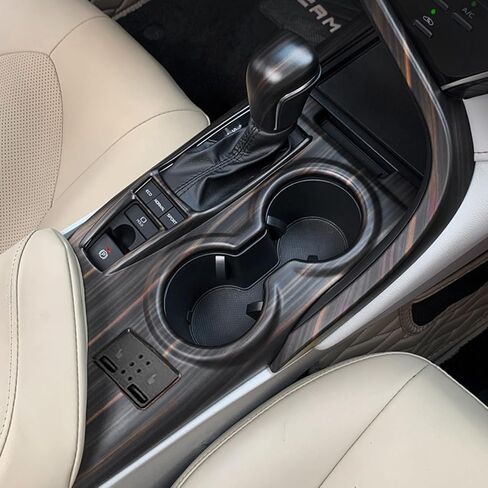 Xotic Tech Carbon Fiber Black ABS Gear Shift Panel Console Water Cup Holder Cover Trim, Compatible with Toyota Camry SE LE TRD 2018 2019 2020 2021 2022 2023 2024 Without Seat Heater Buttons in Saudi Arabia