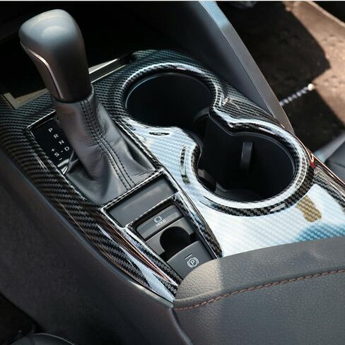 Xotic Tech Carbon Carbon Fiber Black ABS Gear Shift Cover Costole Cost Cover Cover Cover ، متوافق مع Toyota Camry Se Le Trd 2018 2019 2020 2021 2022 2023 2024 بدون أزرار مقعد. in Kuwait