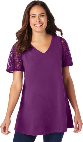 Woman Within Plus Size Lace Sleeve Tunic in Saudi Arabia