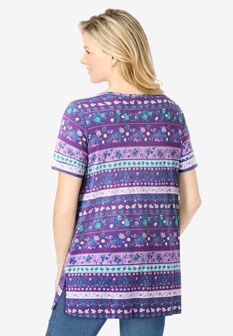 Woman Within Plus Size Short-Sleeve Pintucked Henley Tunic in Saudi Arabia