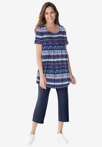 Woman Within Plus Size Short-Sleeve Pintucked Henley Tunic in Saudi Arabia