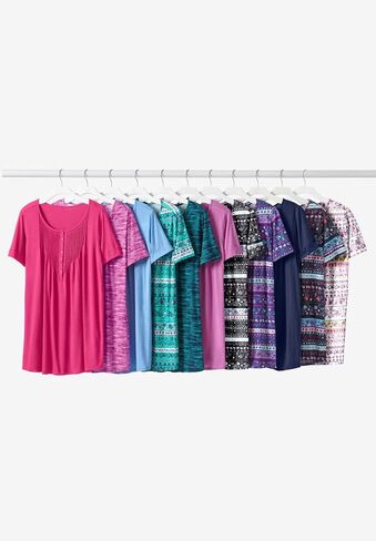 Woman Within Plus Size Short-Sleeve Pintucked Henley Tunic in Saudi Arabia