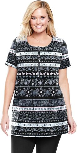 Woman Within Plus Size Short-Sleeve Pintucked Henley Tunic in Saudi Arabia