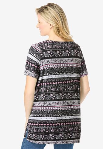 Woman Within Plus Size Short-Sleeve Pintucked Henley Tunic in Saudi Arabia