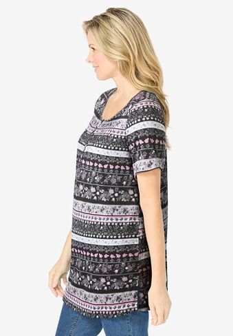 Woman Within Plus Size Short-Sleeve Pintucked Henley Tunic in Saudi Arabia