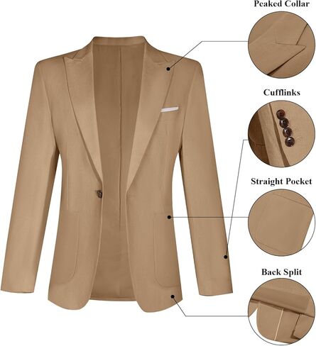 Linen Men Suit Set Casual Tuxedo 2 Piece Regular Fit Blazer One Button Solid Jacket and Pants for Prom Wedding Party in Kuwait