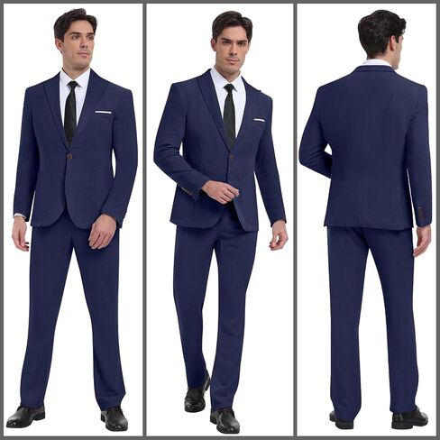 Linen Men Suit Set Casual Tuxedo 2 Piece Regular Fit Blazer One Button Solid Jacket and Pants for Prom Wedding Party in Kuwait
