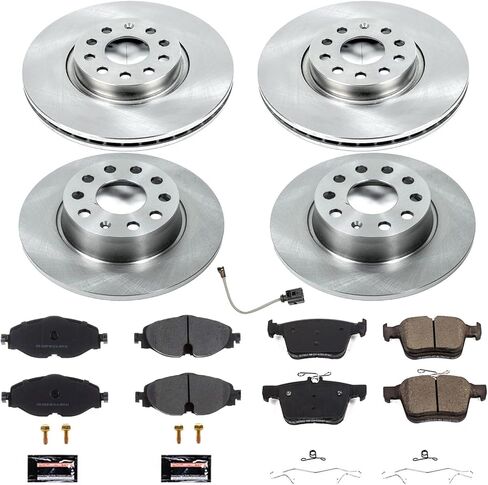 Power Stop Koe7502 مجموعة الفرامل البديلة الأمامية والخلفية وسلك مستشعر أمامي واحد لـ Audi A3 و Audi A3 Quattro و Audi A3 Sportback E-Tron و VW Taos [نموذج محدد] in Saudi Arabia