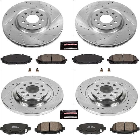 Power Stop K7415 Front and Rear Z23 Carbon Fiber Brake Pads with Drilled and Slotted Brake Rotors Kit For 2017 2018 2019 2020 2021 Jeep Cherokee in Saudi Arabia