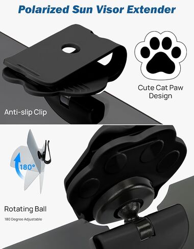 JOYTUTUS Sun Visor for SUV, Cute Polarized Sun Visor Extender for Car, Cat Paw Clip Sun Visor Extender, Universal UV400 Car Visor Extension Anti-Glare, Protect from Sun Glare/UV Ray/Stray Light (Pink) in Kuwait