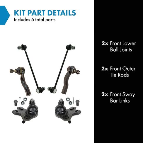 TRQ Front Steering & Suspension Kit Ball Joint Sway Bar Stabilizer Link Tie Rod Compatible with 2005-2010 Scion tC in Saudi Arabia
