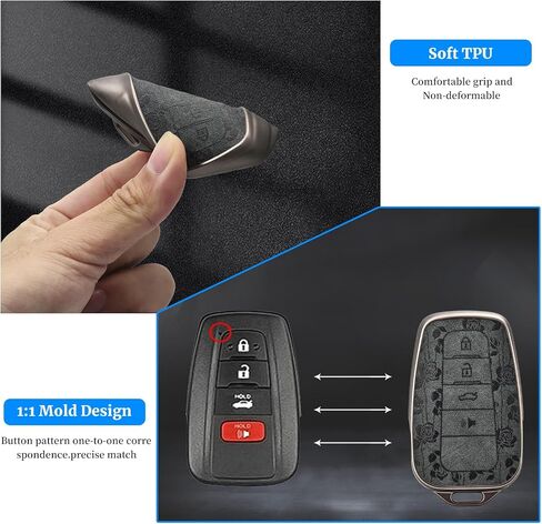 Energrick for Toyota Key Fob مع سلسلة مفاتيح ، وني ناعمة ، واقي من الحالات ، واميئران ، واميئذار ، وميض ، 2020-2022 Highlander Corolla Prius ، 2018-2024 RAV4 Camry Avalon C-HR GT86 (Rose Black) in Saudi Arabia