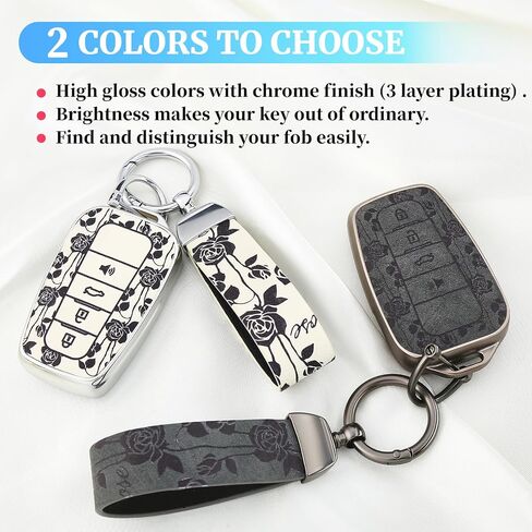 Energrick for Toyota Key Fob مع سلسلة مفاتيح ، وني ناعمة ، واقي من الحالات ، واميئران ، واميئذار ، وميض ، 2020-2022 Highlander Corolla Prius ، 2018-2024 RAV4 Camry Avalon C-HR GT86 (Rose Black) in Saudi Arabia