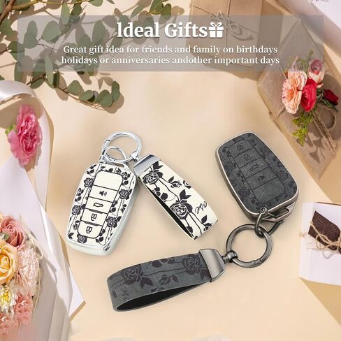 Energrick for Toyota Key Fob مع سلسلة مفاتيح ، وني ناعمة ، واقي من الحالات ، واميئران ، واميئذار ، وميض ، 2020-2022 Highlander Corolla Prius ، 2018-2024 RAV4 Camry Avalon C-HR GT86 (Rose Black) in Saudi Arabia