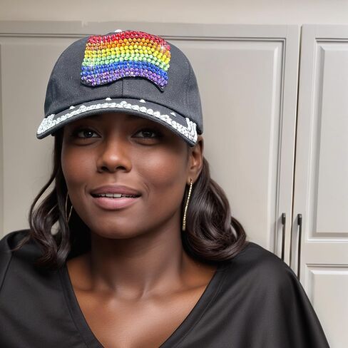 Popfizzy Rhinestone Baseball Cap for Women and Girls, Fun Bedazzled Hats, Shiny Bling Denim and Diamond Hat, Sparkly Gifts in Kuwait