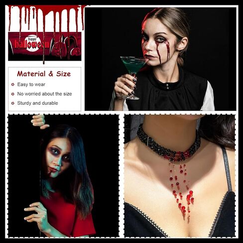 Bloody Pearl Necklace for Women Halloween Vampire Costume Necklace Jewelry Dripping Pearl Necklace Halloween Party Costume for Women Victorian Dress in Kuwait