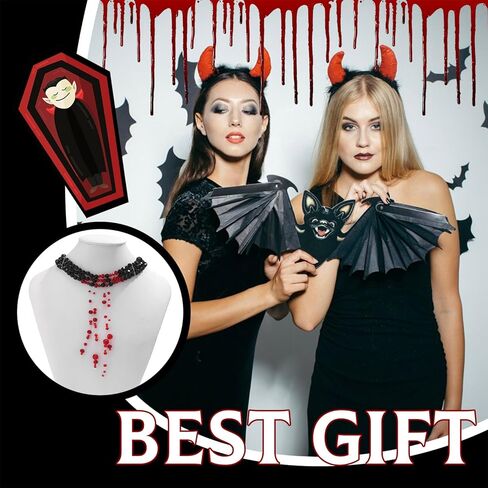 Bloody Pearl Necklace for Women Halloween Vampire Costume Necklace Jewelry Dripping Pearl Necklace Halloween Party Costume for Women Victorian Dress in Kuwait