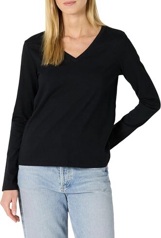 Amazon Essentials Women's 100% Cotton Regular-Fit Long-Sleeve V-Neck T-Shirt in Saudi Arabia