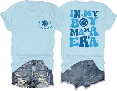 in My Boy Mom Era Shirt Mama Graphic Tees for Women Mother's Day Tshirt Gift Casual Funny Cute Letter Print Tops in Kuwait