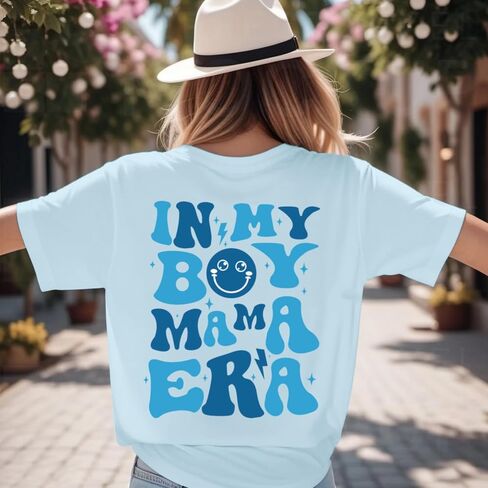 in My Boy Mom Era Shirt Mama Graphic Tees for Women Mother's Day Tshirt Gift Casual Funny Cute Letter Print Tops in Kuwait