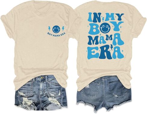 in My Boy Mom Era Shirt Mama Graphic Tees for Women Mother's Day Tshirt Gift Casual Funny Cute Letter Print Tops in Kuwait