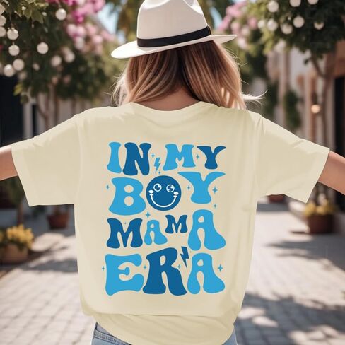 in My Boy Mom Era Shirt Mama Graphic Tees for Women Mother's Day Tshirt Gift Casual Funny Cute Letter Print Tops in Kuwait