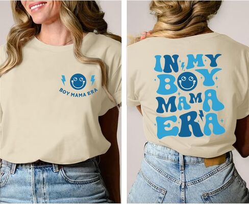 in My Boy Mom Era Shirt Mama Graphic Tees for Women Mother's Day Tshirt Gift Casual Funny Cute Letter Print Tops in Kuwait