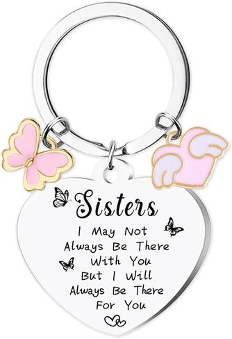 Sister Keychain Gifts for Women Girl - Funny Adults Teen Birthday Graduation Present, Long Distance Keyring Accessories in Saudi Arabia