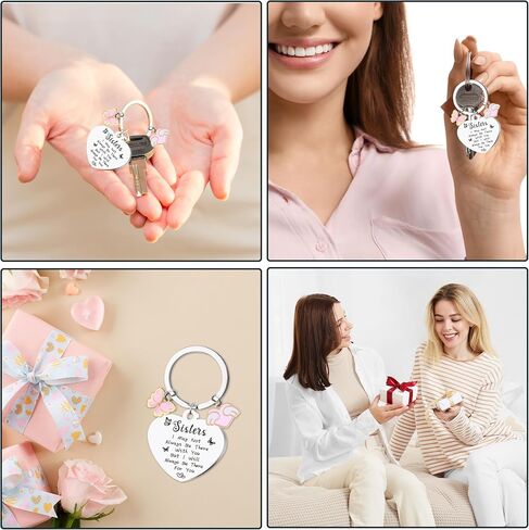 Sister Keychain Gifts for Women Girl - Funny Adults Teen Birthday Graduation Present, Long Distance Keyring Accessories in Saudi Arabia