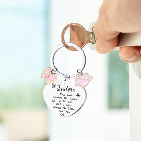 Sister Keychain Gifts for Women Girl - Funny Adults Teen Birthday Graduation Present, Long Distance Keyring Accessories in Saudi Arabia