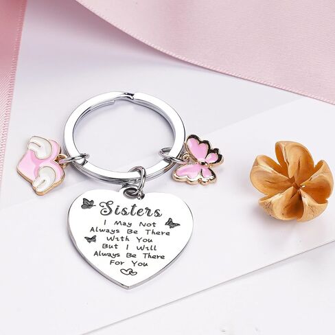 Sister Keychain Gifts for Women Girl - Funny Adults Teen Birthday Graduation Present, Long Distance Keyring Accessories in Saudi Arabia