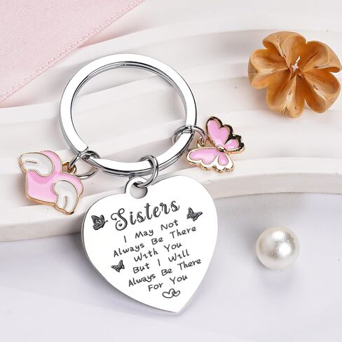 Sister Keychain Gifts for Women Girl - Funny Adults Teen Birthday Graduation Present, Long Distance Keyring Accessories in Saudi Arabia