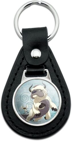 Black Leather Avatar The Last Airbender Appa & Momo Keychain in Saudi Arabia