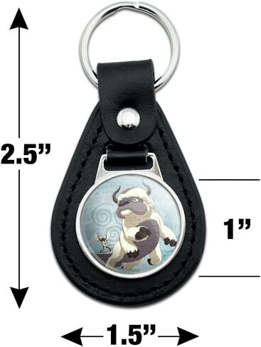 Black Leather Avatar The Last Airbender Appa & Momo Keychain in Saudi Arabia