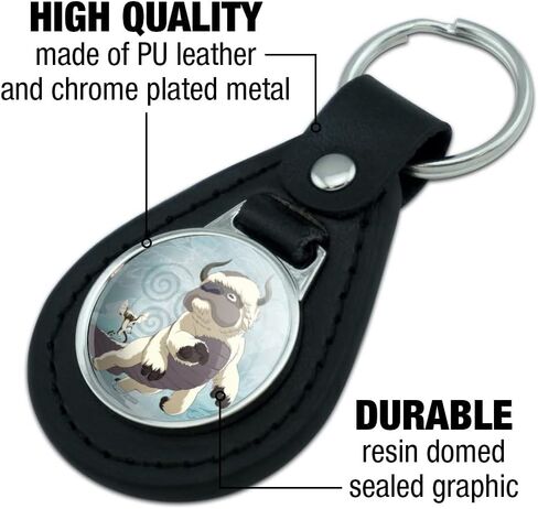 Black Leather Avatar The Last Airbender Appa & Momo Keychain in Saudi Arabia