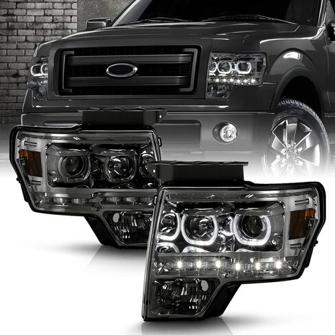 ACANII - For Smoke 2009-2014 Ford F150 SMD LED Halo Projector Headlights Headlamps Driver + Passenger Side in Saudi Arabia