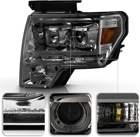 ACANII - For Smoke 2009-2014 Ford F150 SMD LED Halo Projector Headlights Headlamps Driver + Passenger Side in Saudi Arabia