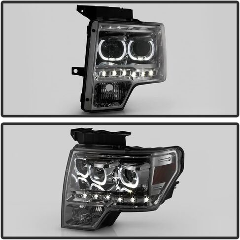 ACANII - For Smoke 2009-2014 Ford F150 SMD LED Halo Projector Headlights Headlamps Driver + Passenger Side in Saudi Arabia