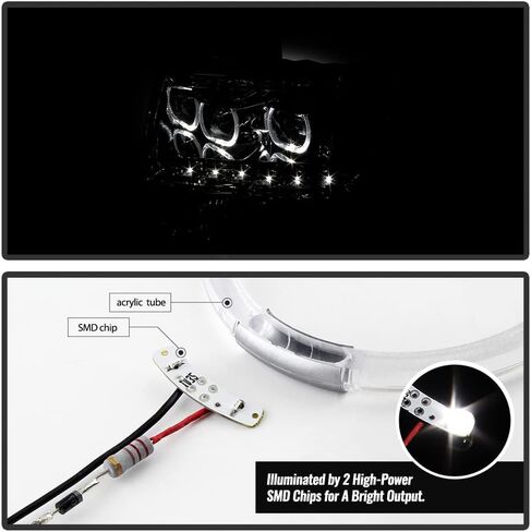 ACANII - For Smoke 2009-2014 Ford F150 SMD LED Halo Projector Headlights Headlamps Driver + Passenger Side in Saudi Arabia