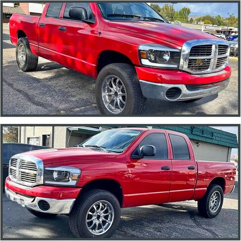 مواصفات ضبط المصابيح الأمامية السوداء مع شريط LED متوافق مع 2006-2008 Dodge RAM 1500/2500/3500 ، 2007-2009 Dodge RAM 2500/3500 ، Left + Pair Headips Assembly in Saudi Arabia