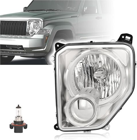 المصابيح الأمامية زوج Hecasa متوافقة مع بديل 2008-2012 Jeep Liberty لـ CH2503221 CH2502221 مصابيح أمامية هالوجين مجموعة مع عدسة ضباب in Saudi Arabia