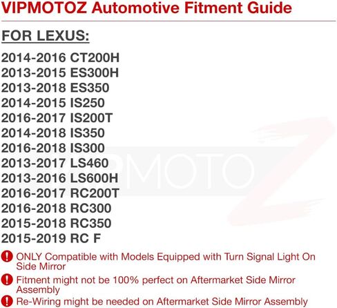 VIPMOTOZ الجانبي عرض المرآة LED PUDDLE ضوء متوافق مع 2013-2019 لكزس IS200T IS250 IS300 IS350 RC350 RC200T ES300H ES350 CT200H HOBERCHER HOURCE CLAS in Saudi Arabia