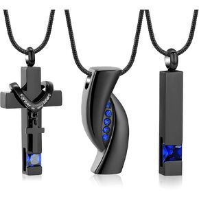 Hearbeingt 3 Pack Cremation Jewelry Urn Necklace for Ashes for Women Men, Cross Infinity Bar Urn Pendants for Human Ashes Adult Memorial Lockets Ash Jewelry in Saudi Arabia