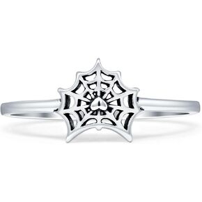 Blue Apple Co. Minimalist 8mm Spider Web Ring Oxidized Gothic Jewelry Vintage Style Halloween Ring Fashion Statement Thumb Rings For Women 925 Sterling Silver Birthday Gift For Her in Saudi Arabia