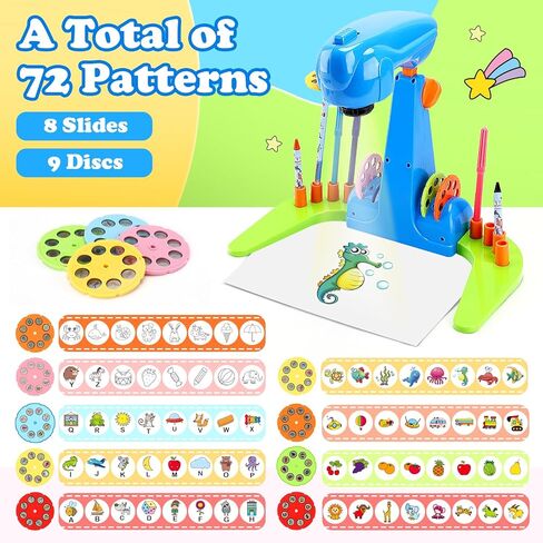 Sumsoltic Drawing Projector for Kids, Art and Craft Kit, Including Colored Pencils, Crayons, Coloring Books, Toys for 3+ Year Old Girls (Pink Drawing Kit v1) in Kuwait