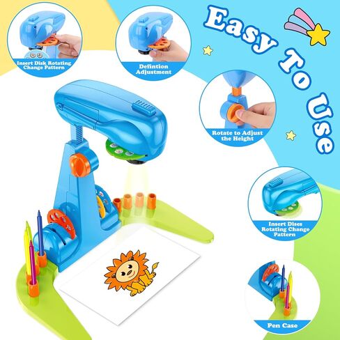 Sumsoltic Drawing Projector for Kids, Art and Craft Kit, Including Colored Pencils, Crayons, Coloring Books, Toys for 3+ Year Old Girls (Pink Drawing Kit v1) in Kuwait