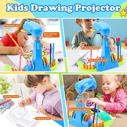 Sumsoltic Drawing Projector for Kids, Art and Craft Kit, Including Colored Pencils, Crayons, Coloring Books, Toys for 3+ Year Old Girls (Pink Drawing Kit v1) in Kuwait