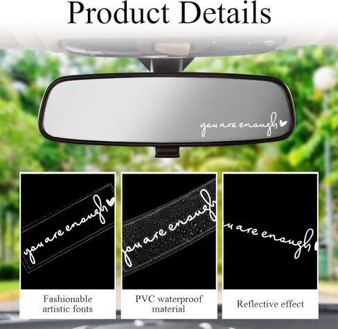 أنت ما يكفي من ملصقات السيارات والشارات 4pcs الرؤية الخلفية مرآة الملصقات الملهمة الخلفية الشارات مرآة مرآة لطيف السيارة ملصق مرآة للنساء للنساء إكسسوارات المرآة الخلفية (أبيض) in Kuwait
