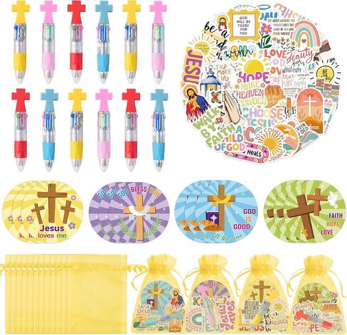 CY2SIDE Owl Stationery Party Gift - 24 Pack Fun Animal Prizes Set Include 4-in-1 Ballpoint Pen Sticky Note Sticker and Organza for Kids, Owl Theme Party Favors Goodie Bag Fillers for School Rewards in Saudi Arabia